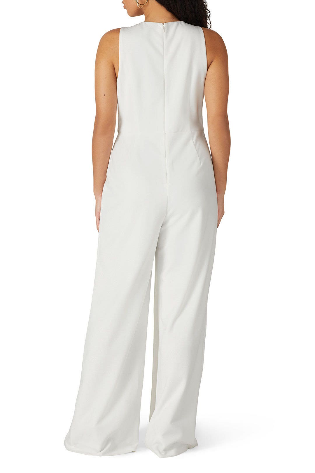 White Asymmetric Overlay Jumpsuit by Adrianna Papell 7