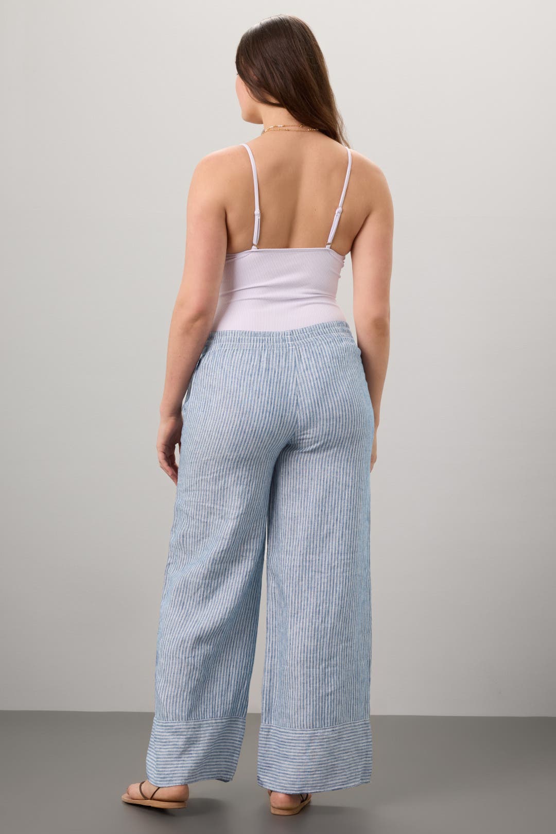 パンツ Ralph Lauren Stripe Linen Pants Lauren Ralph Lauren Women's Linen Striped Wide-Leg Pants