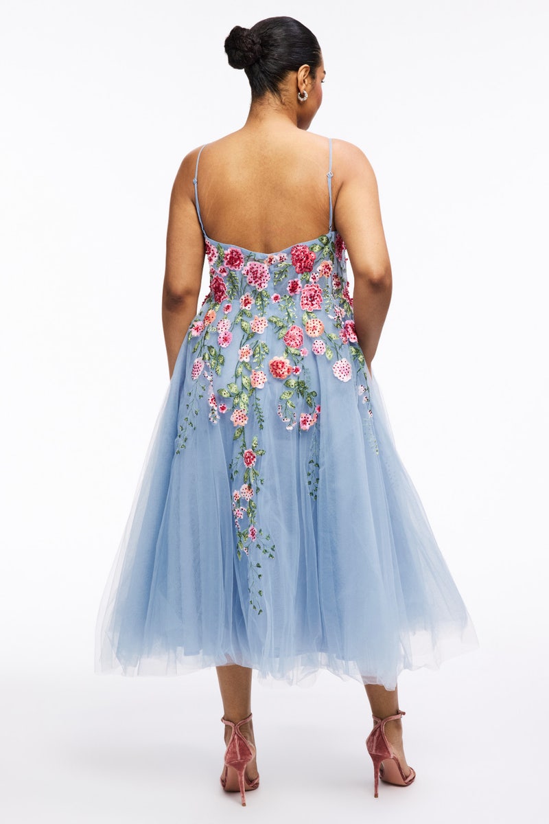 Slim Strap Sheer Bustier Embroidered Dress by Ieena for Mac Duggal - Photo 7