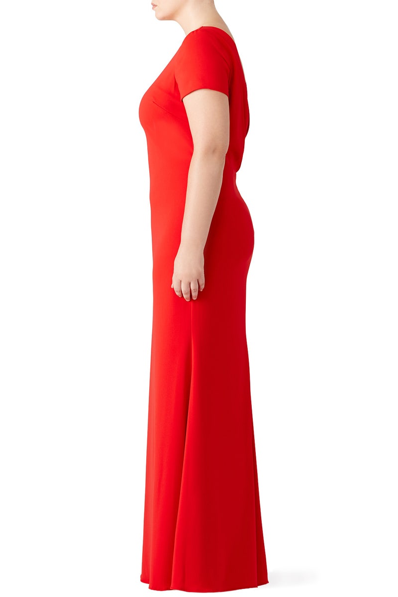 Red Cascade Gown by Badgley Mischka - Photo 6