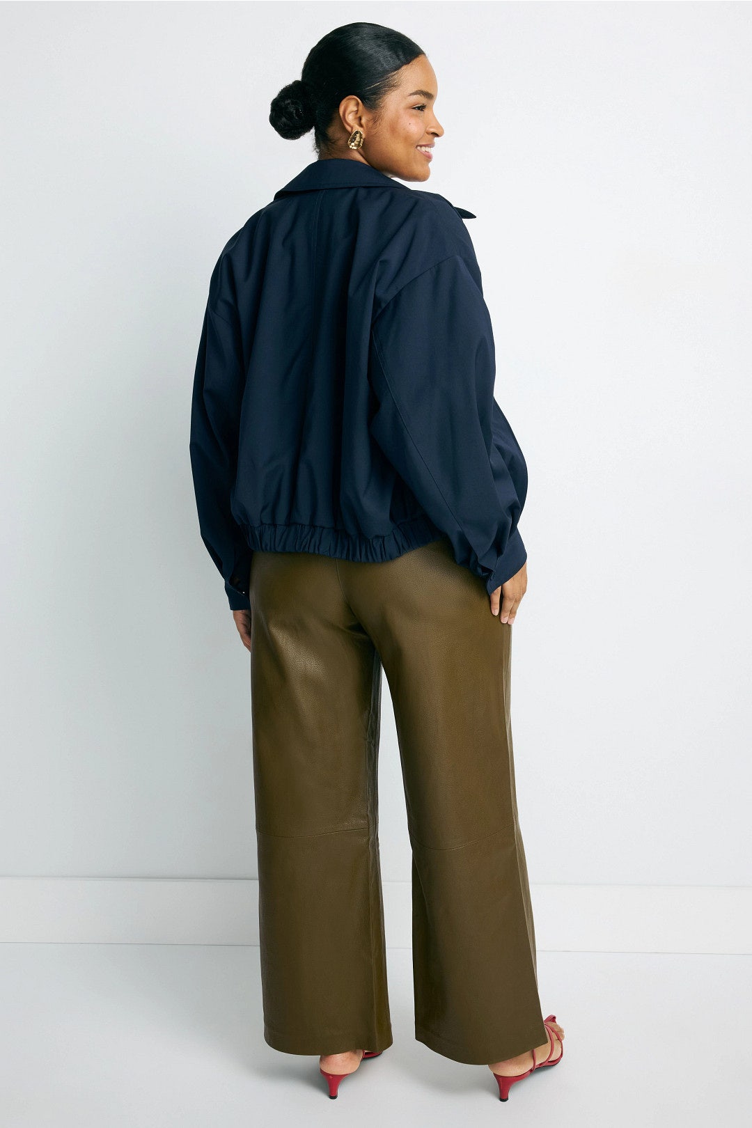 Green Faux Leather Wide Leg Pants by Rosetta Getty x RTR 7