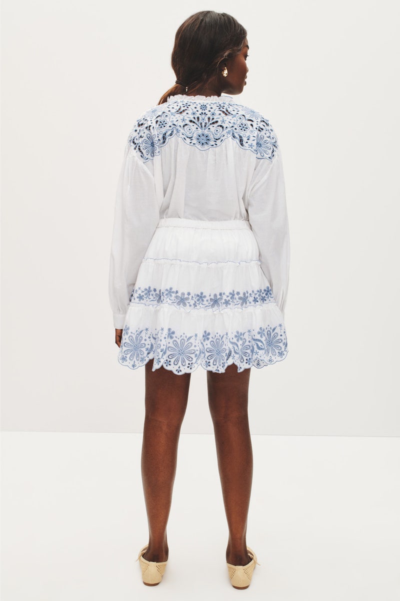 Floral Embroidered Tiered Mini Skirt by kate spade new york - Photo 7