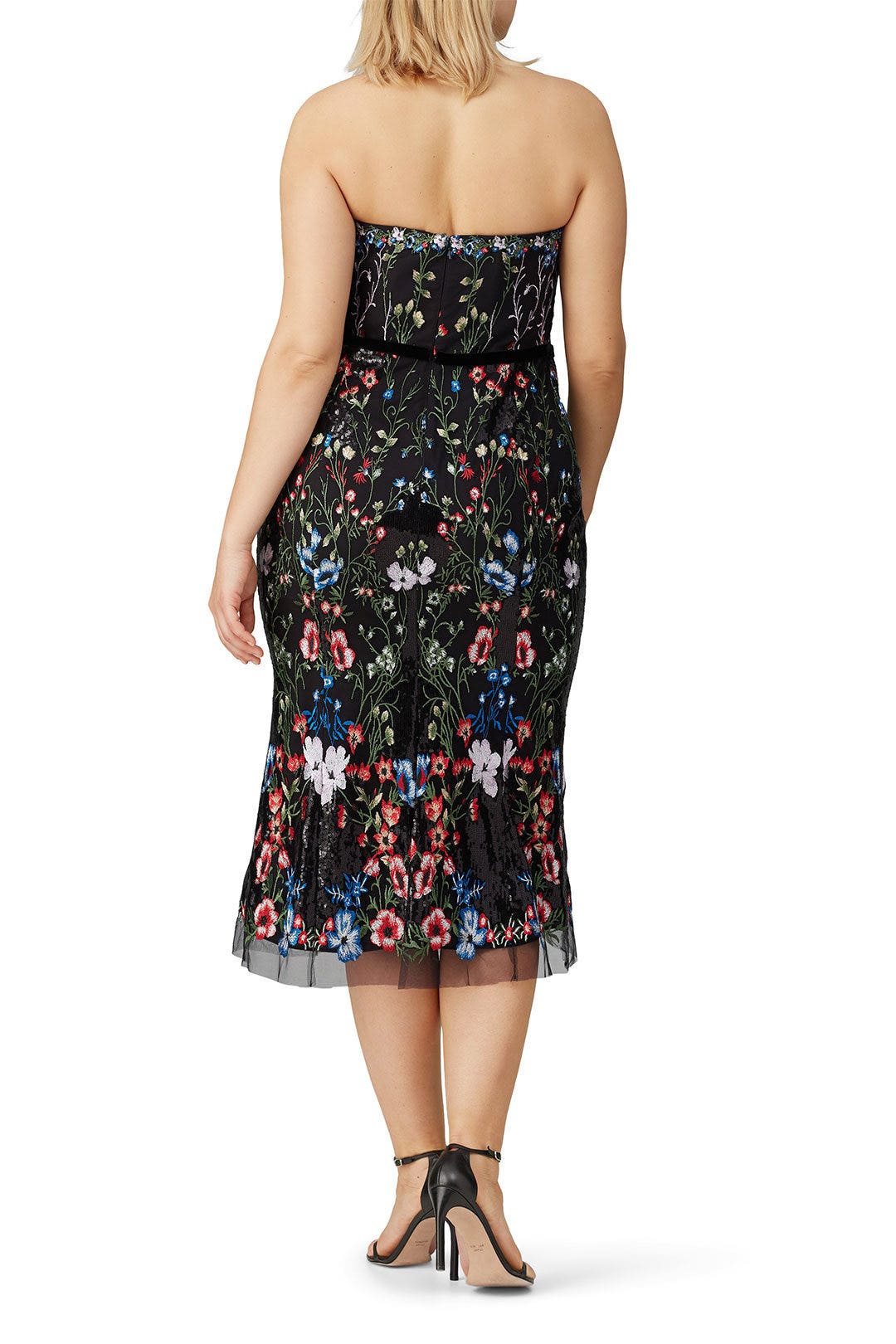 Multi Embroidered Midi Dress by Marchesa Notte 7