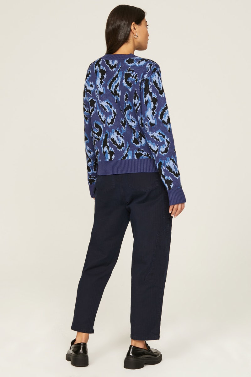Blue Animal Print Sweater by Derek Lam 10 Crosby x RTR - Photo 7