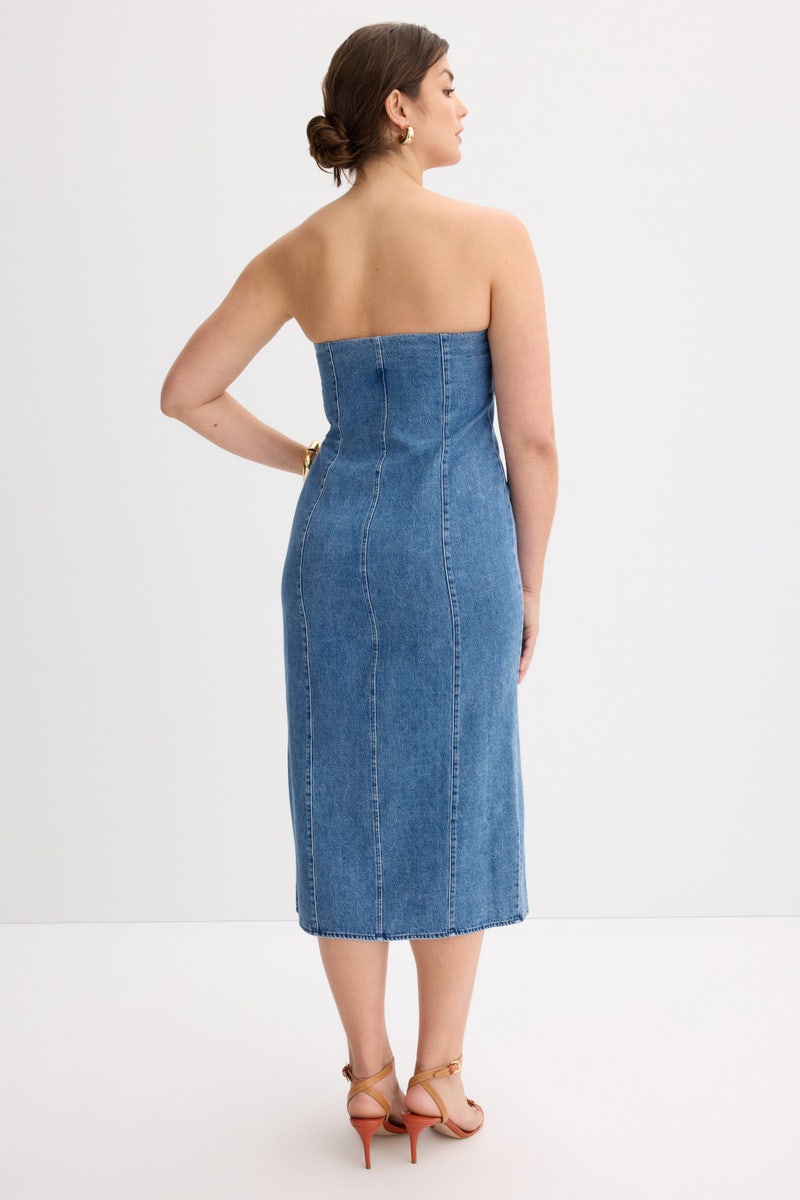 Strapless Denim Midi Dress by Ronny Kobo x RTR - Photo 7