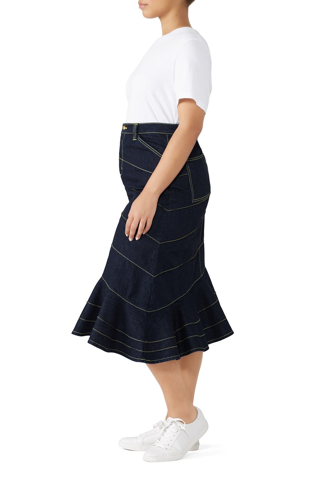 Asymmetric Stitch Denim Skirt by Tory Burch 6