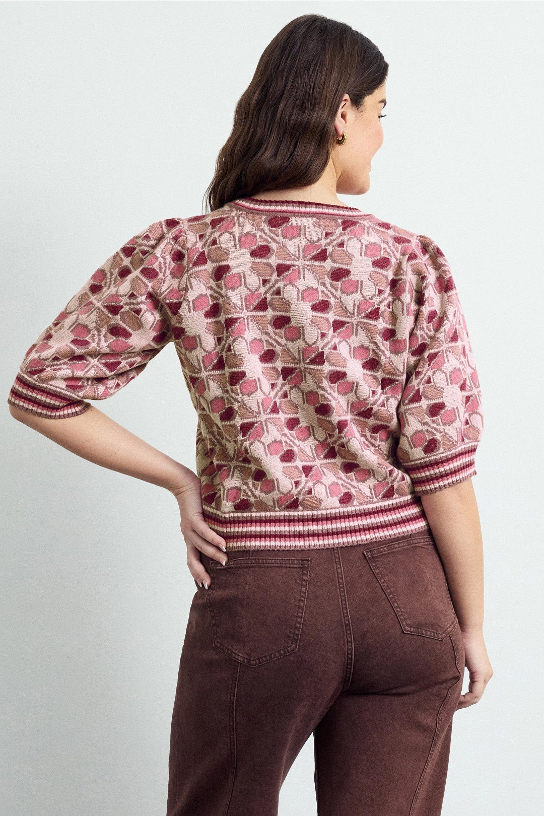 Multi Jacquard Short Sleeve Sweater by Adam Lippes x RTR 7