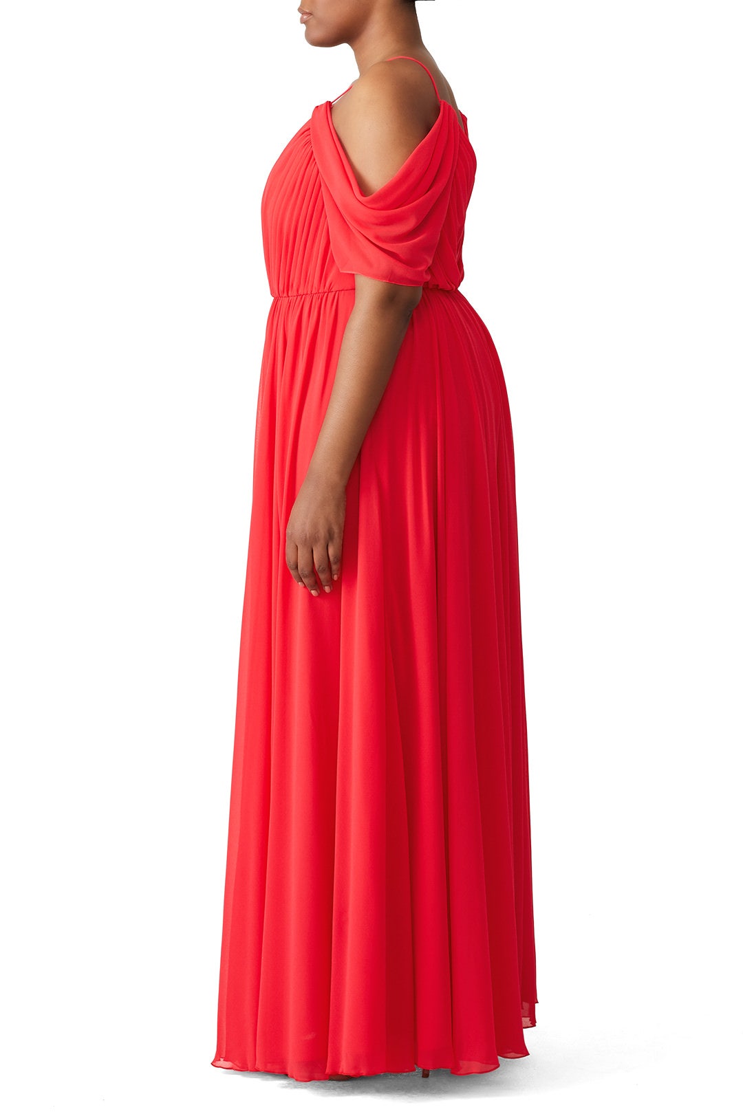 Red Cold Shoulder Gown by Badgley Mischka 6