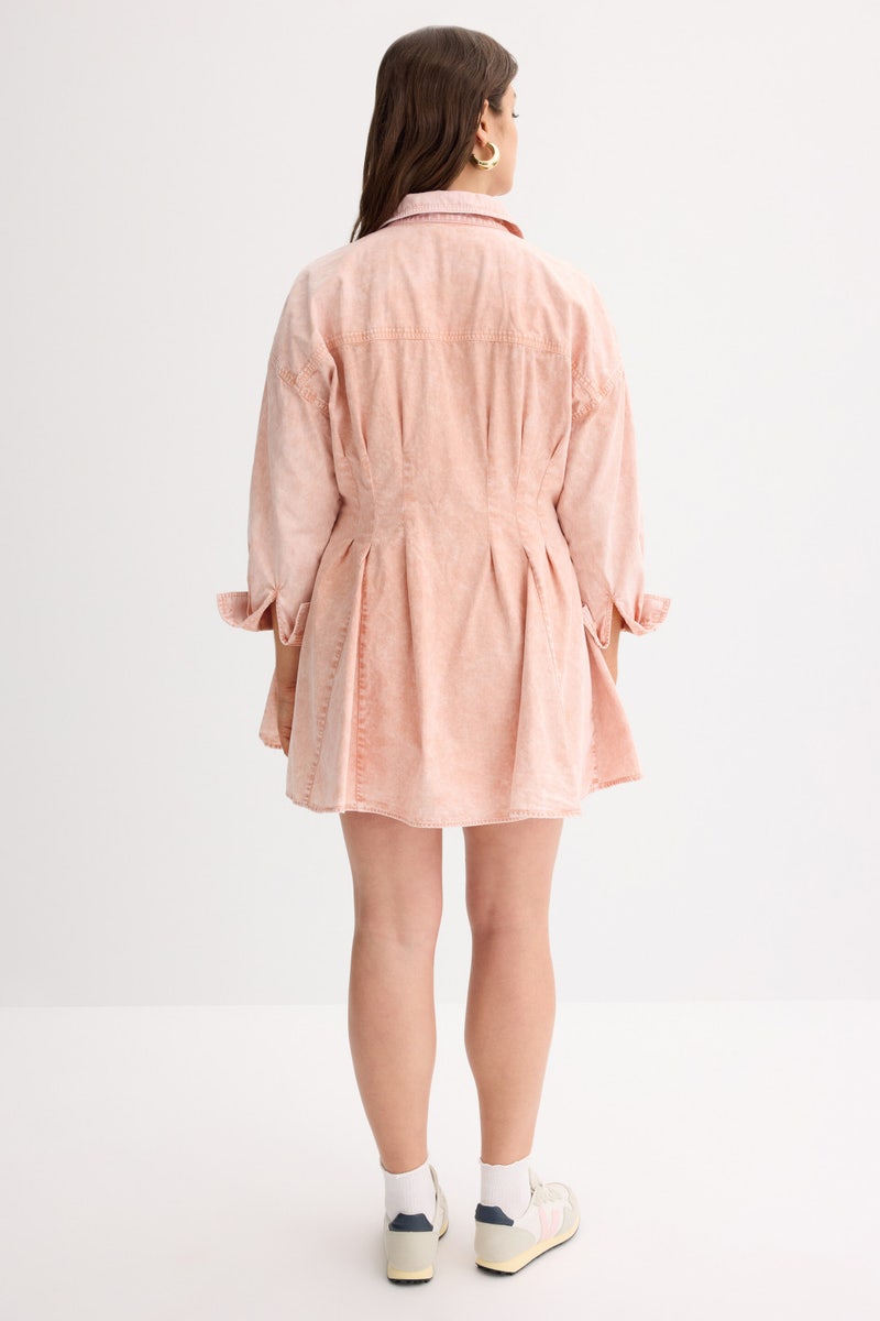 Denim Pleat Shirt Dress by MICHAEL KORS - Photo 7