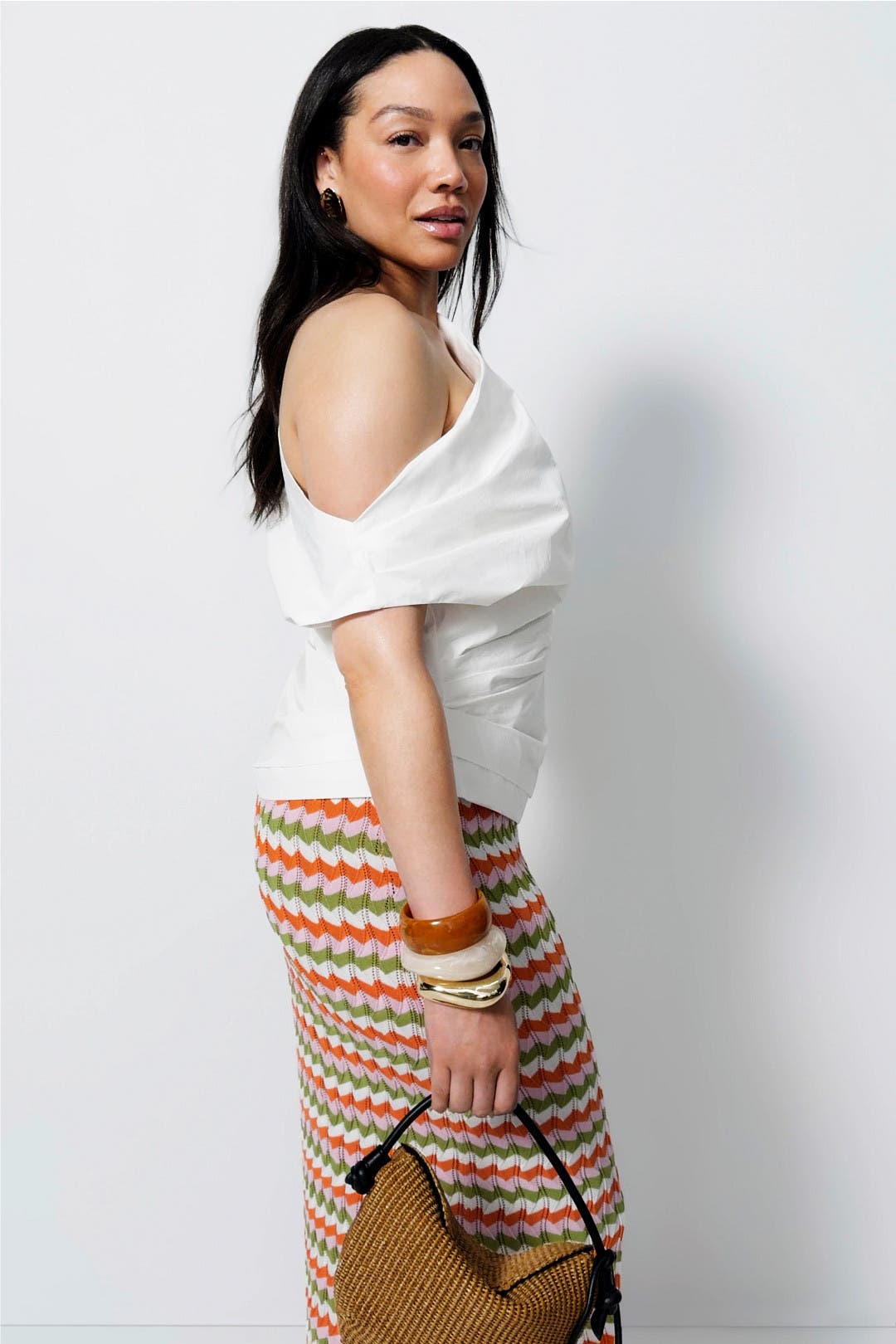 Knit Midi Skirt With Crochet Trim by Derek Lam 10 Crosby x RTR