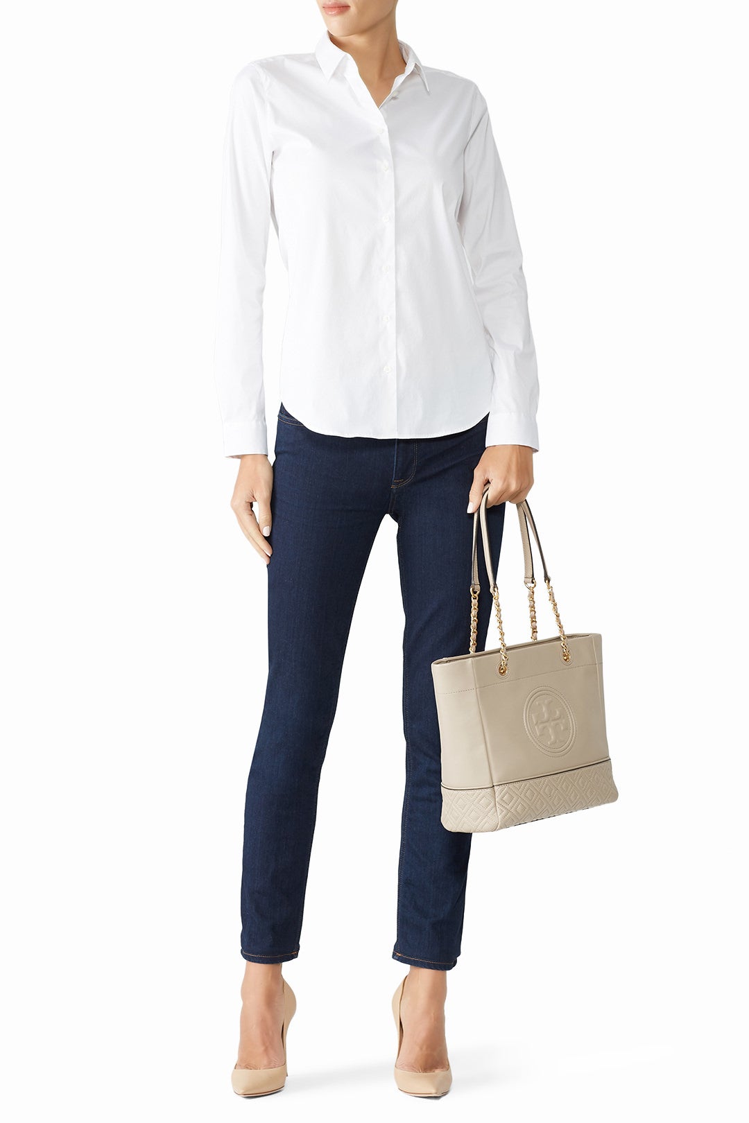 Light Taupe Fleming Tote by Tory Burch Accessories 1