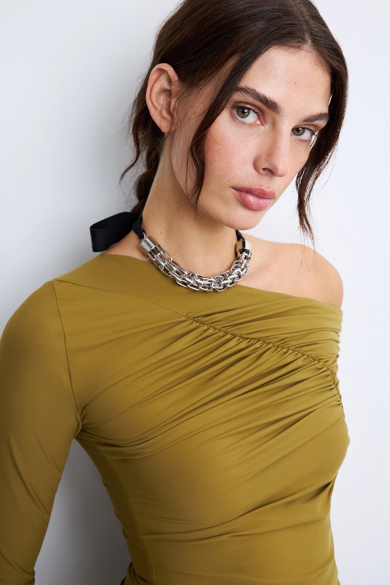 Double Chain Necklace With Ribbon by Plan C Accessories - Photo 0