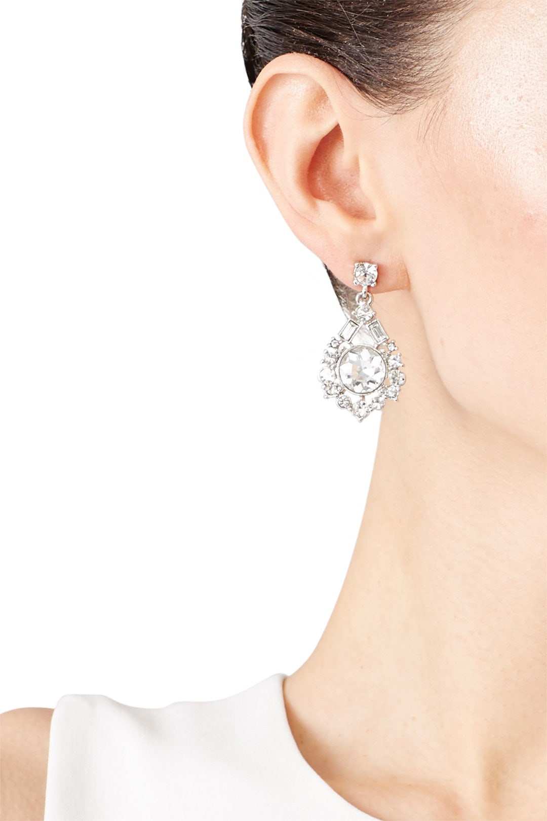 Silver Crystal Baguette Earrings by Slate & Willow Accessories 2