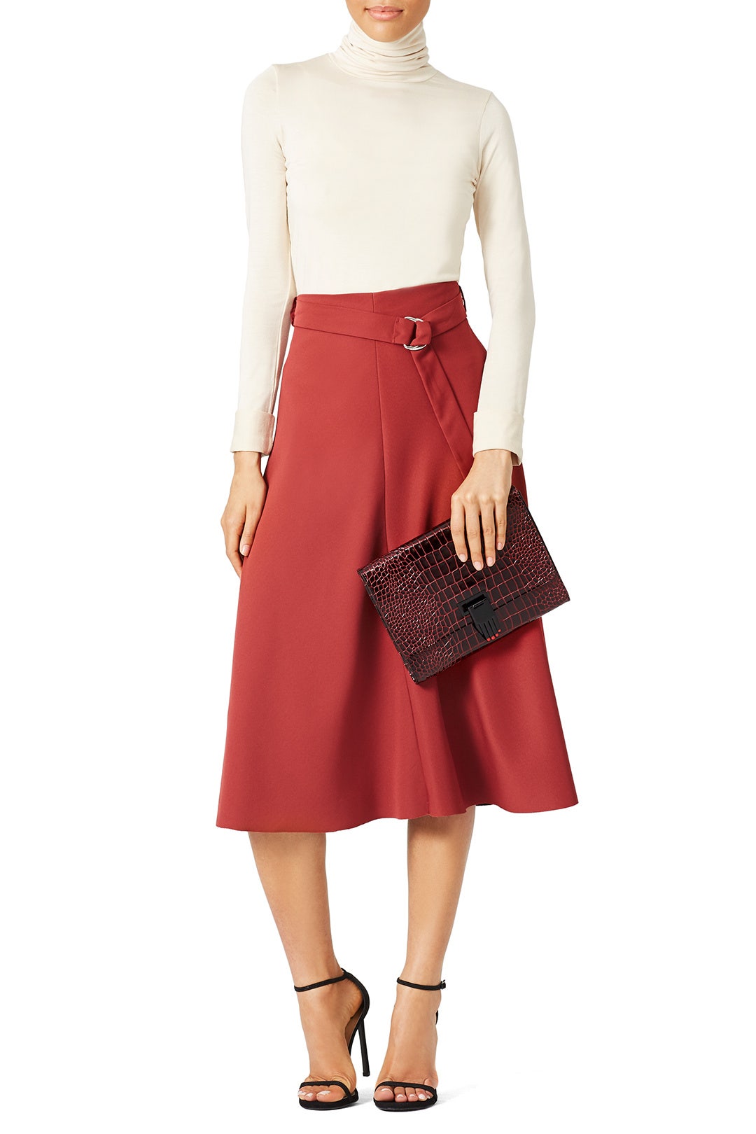 Embossed Nokki Hand Clasp Clutch by Opening Ceremony Accessories 1