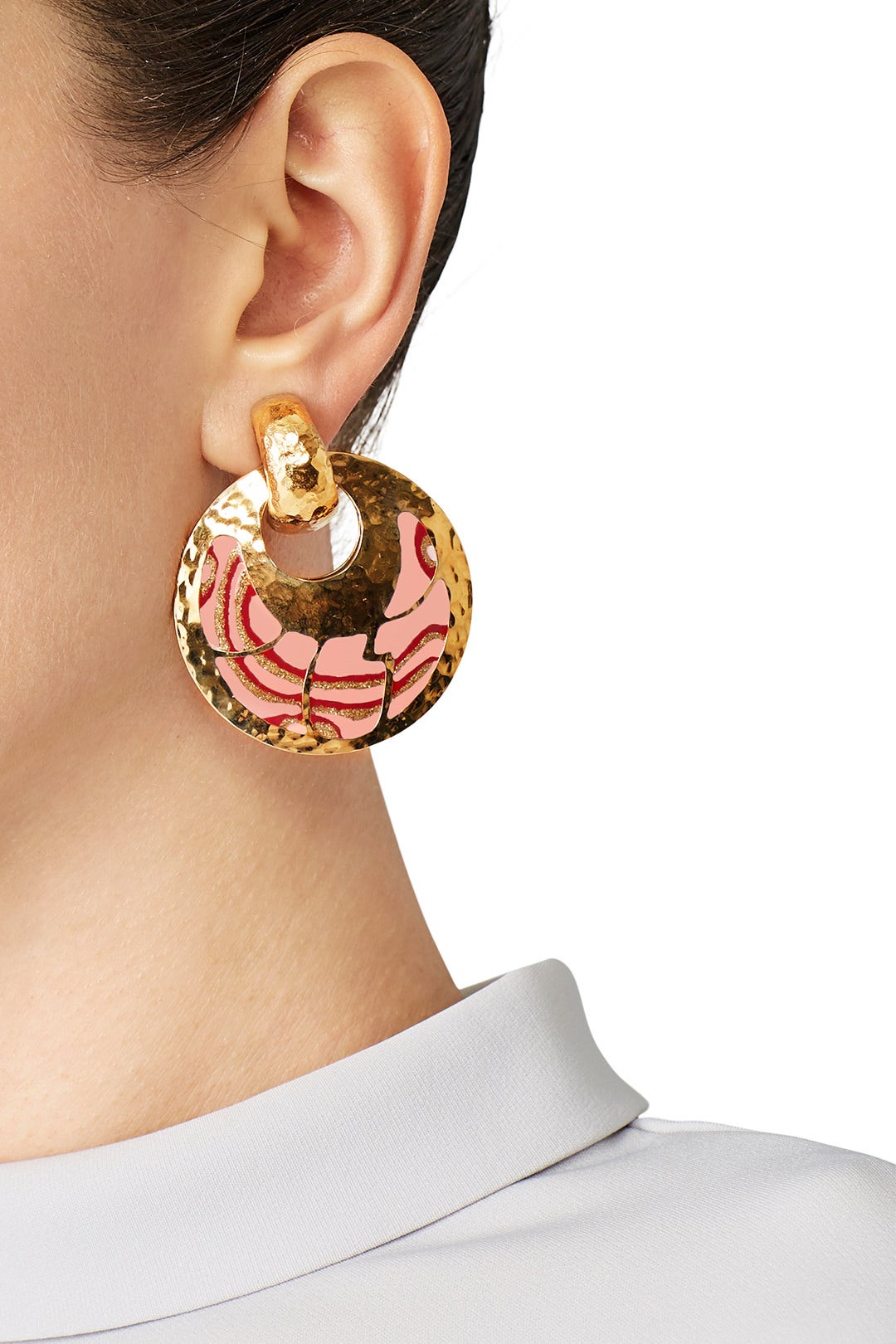 Pink Bo Shagreen Earrings by Gas Bijoux 0