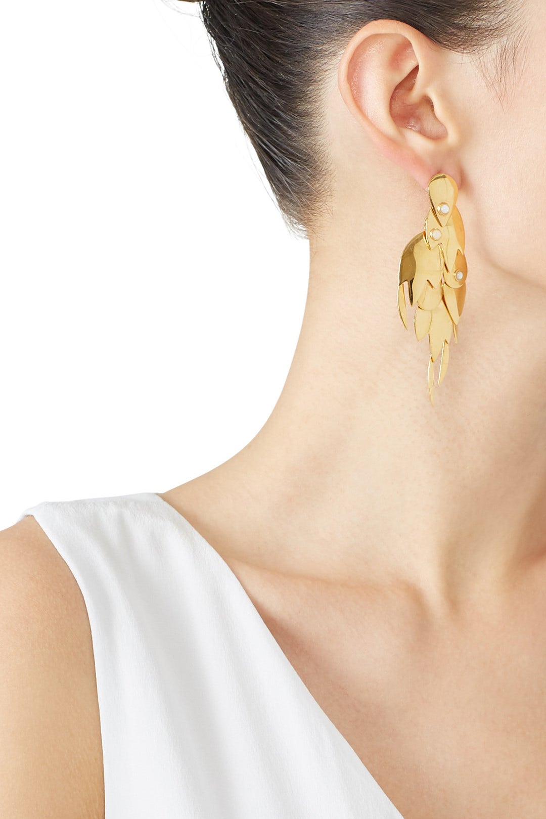 Gold Feather Earrings by Lizzie Fortunato 0