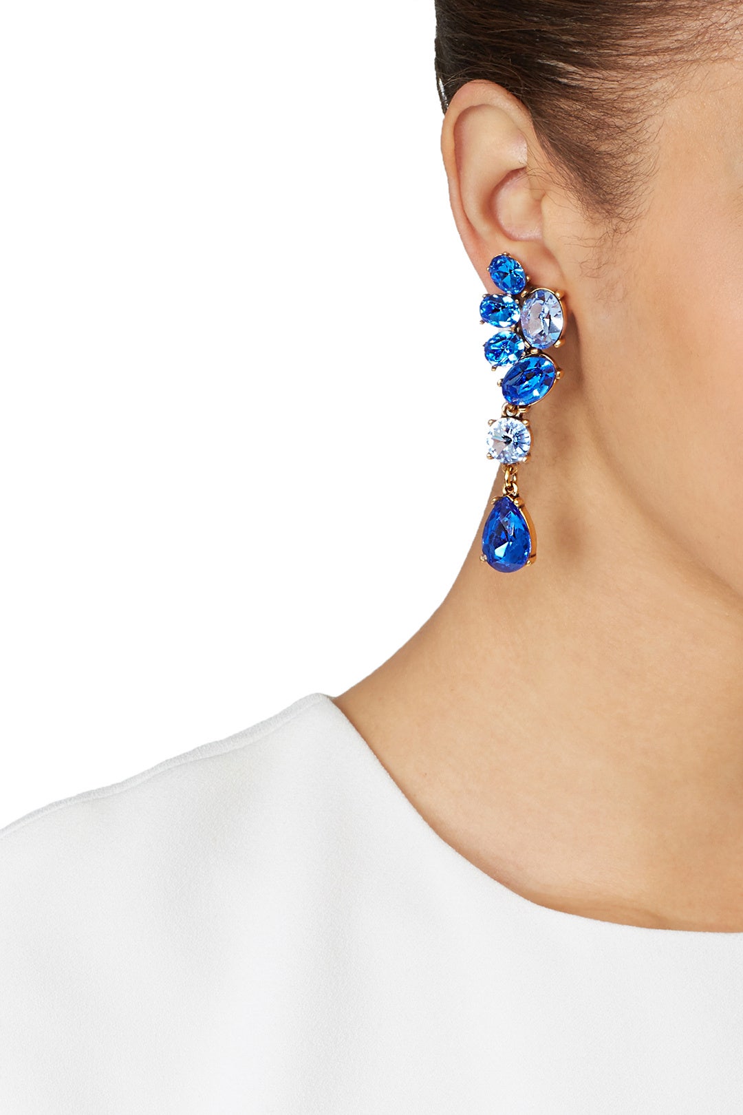 Asymmetrical Crystal Earring by Oscar de la Renta 2