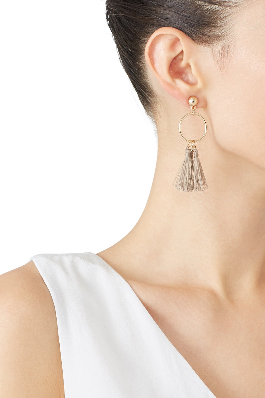 Tan Tassel Hoops by Elise M. 0