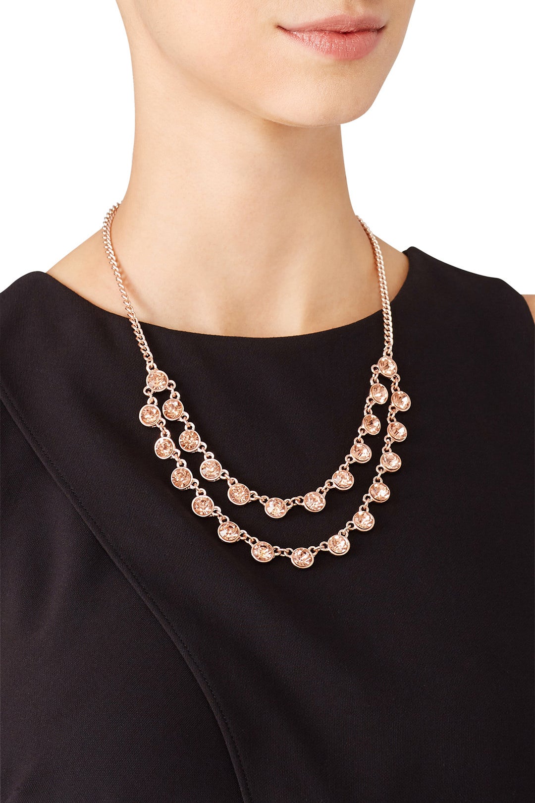 Rose Gold Crystal Layered Necklace by Slate & Willow Accessories 0