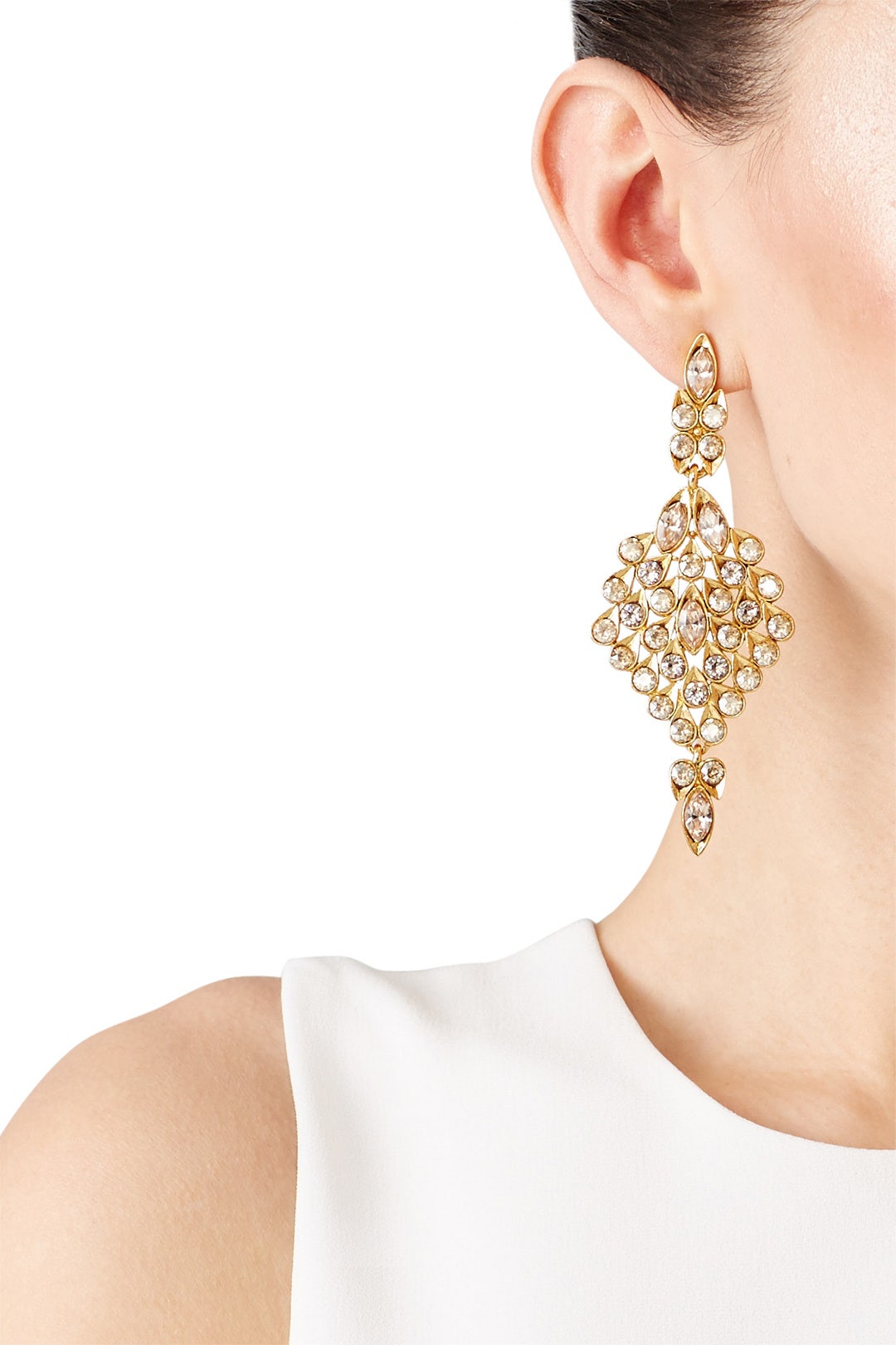 Teardrop Framed Crystal Earrings by Oscar de la Renta 1