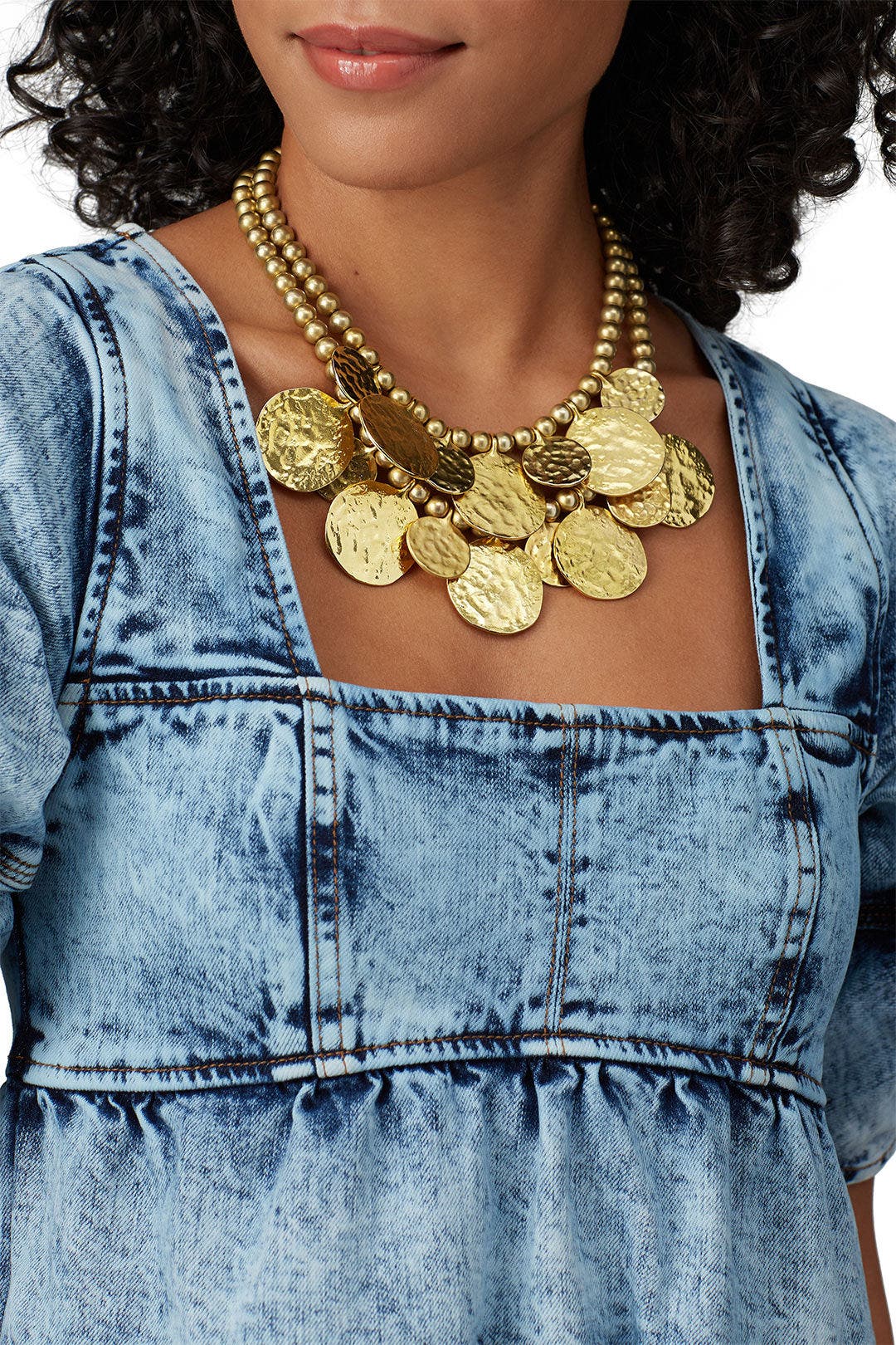 Gold Carved Coin Necklace by Kenneth Jay Lane 0