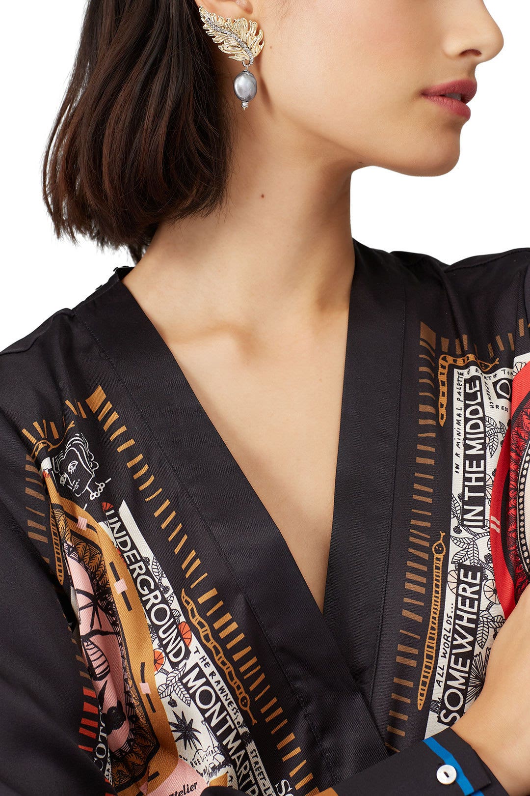 Feather Pearl Drop Post Earrings by Alexis Bittar 0