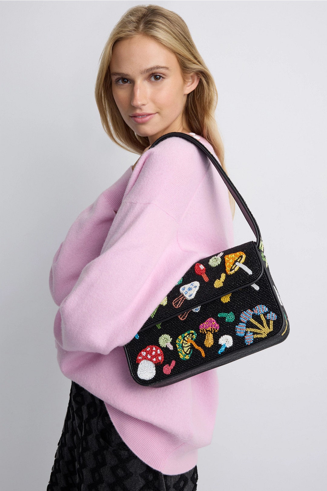 Mushroom Beaded Tommy Bag by Staud Accessories 1