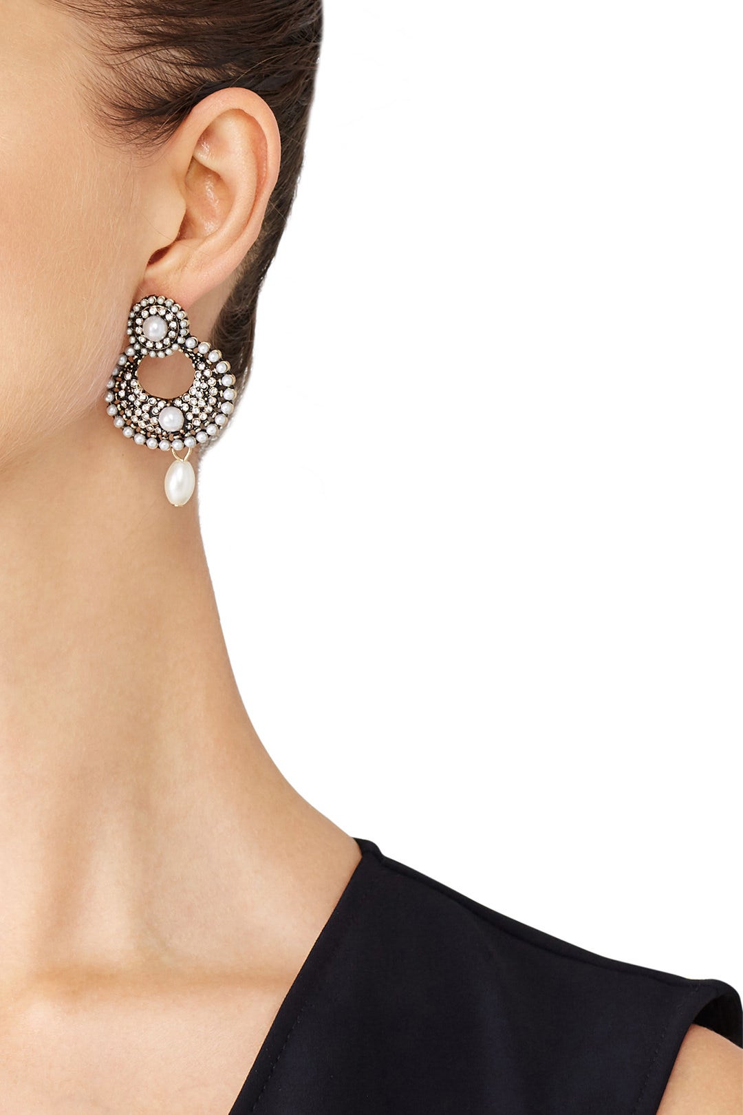 Pearl Circle Drop Earrings by Slate & Willow Accessories 2