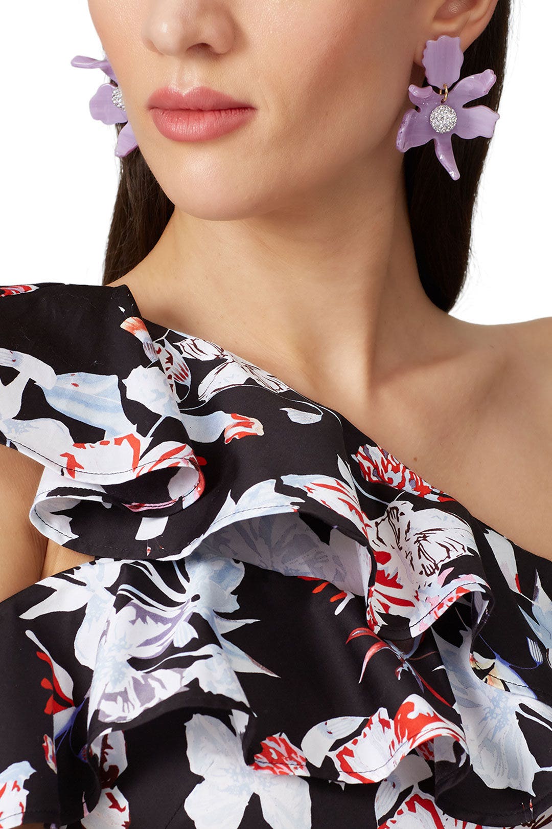 Lilac Crystal Lily Earrings by Lele Sadoughi 0