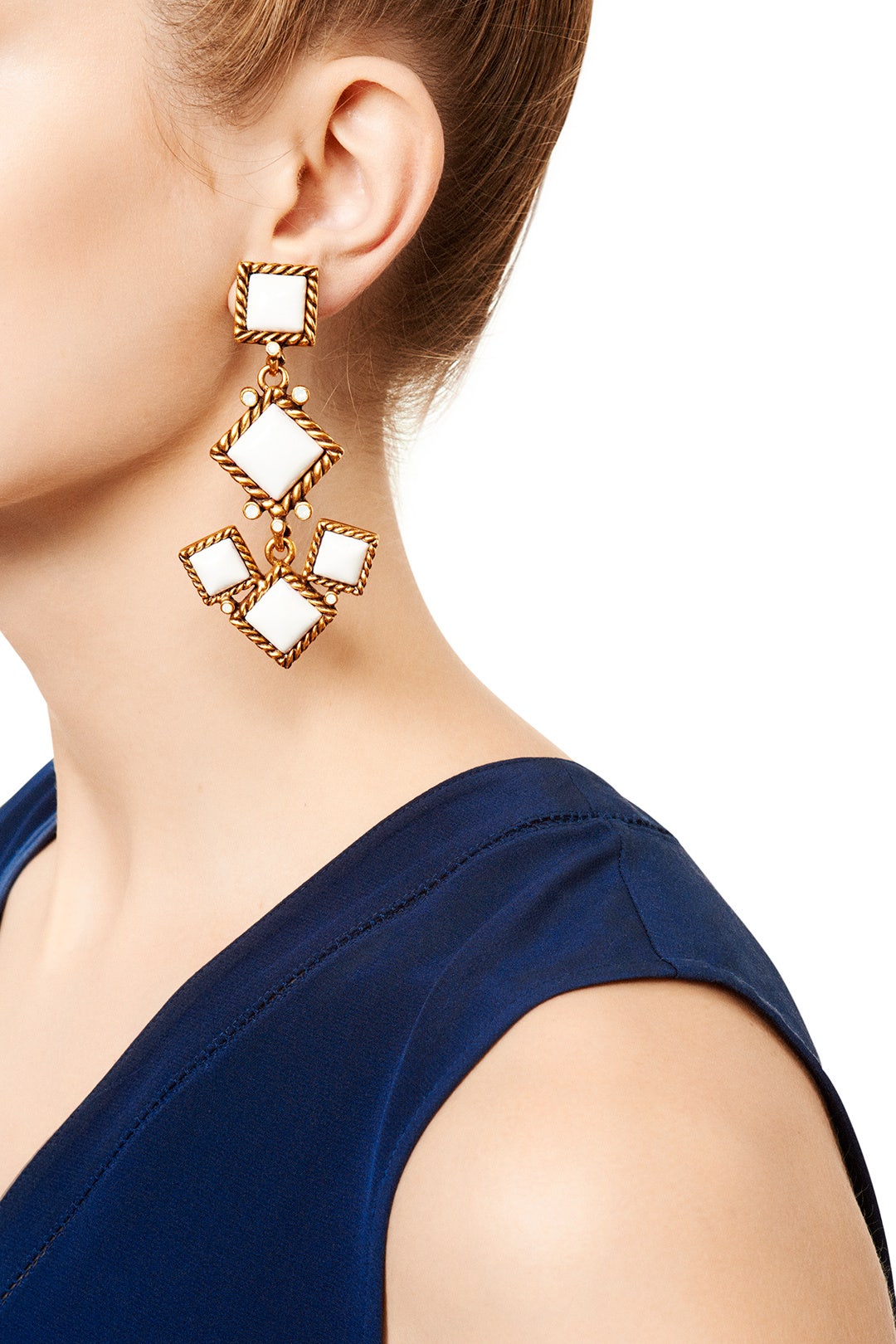 Multi Diamond Mosaic Earrings by Oscar de la Renta 0