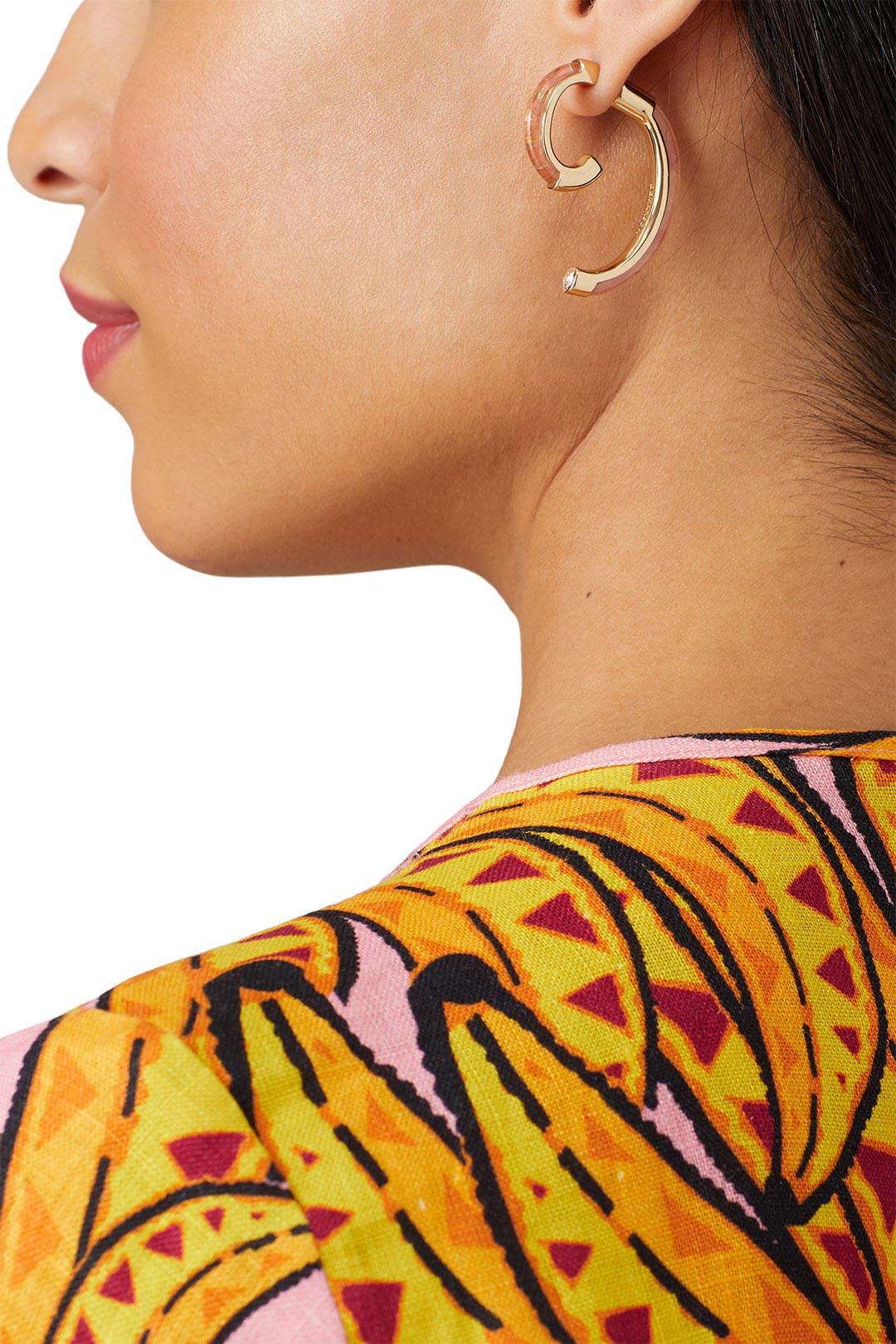 Cherry Quartz Gold Luna Earrings by DEMARSON 0