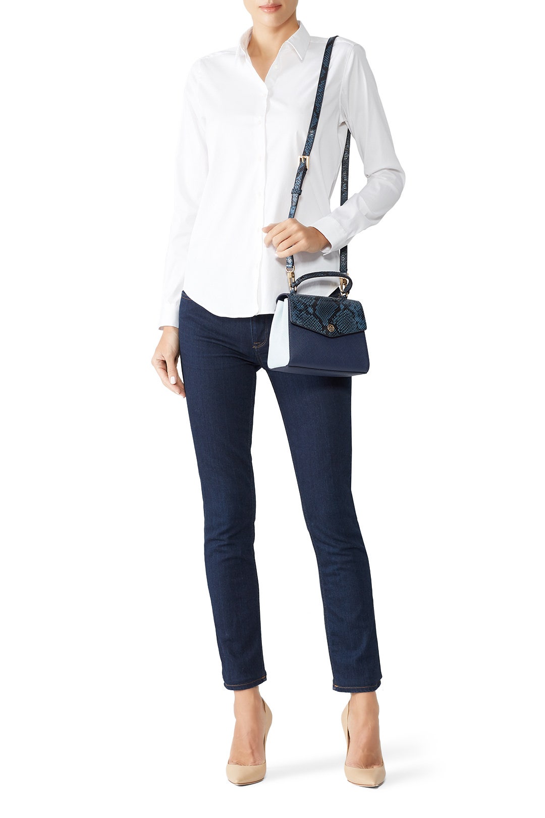 Navy Robinson Top Handle Bag by Tory Burch Accessories 1