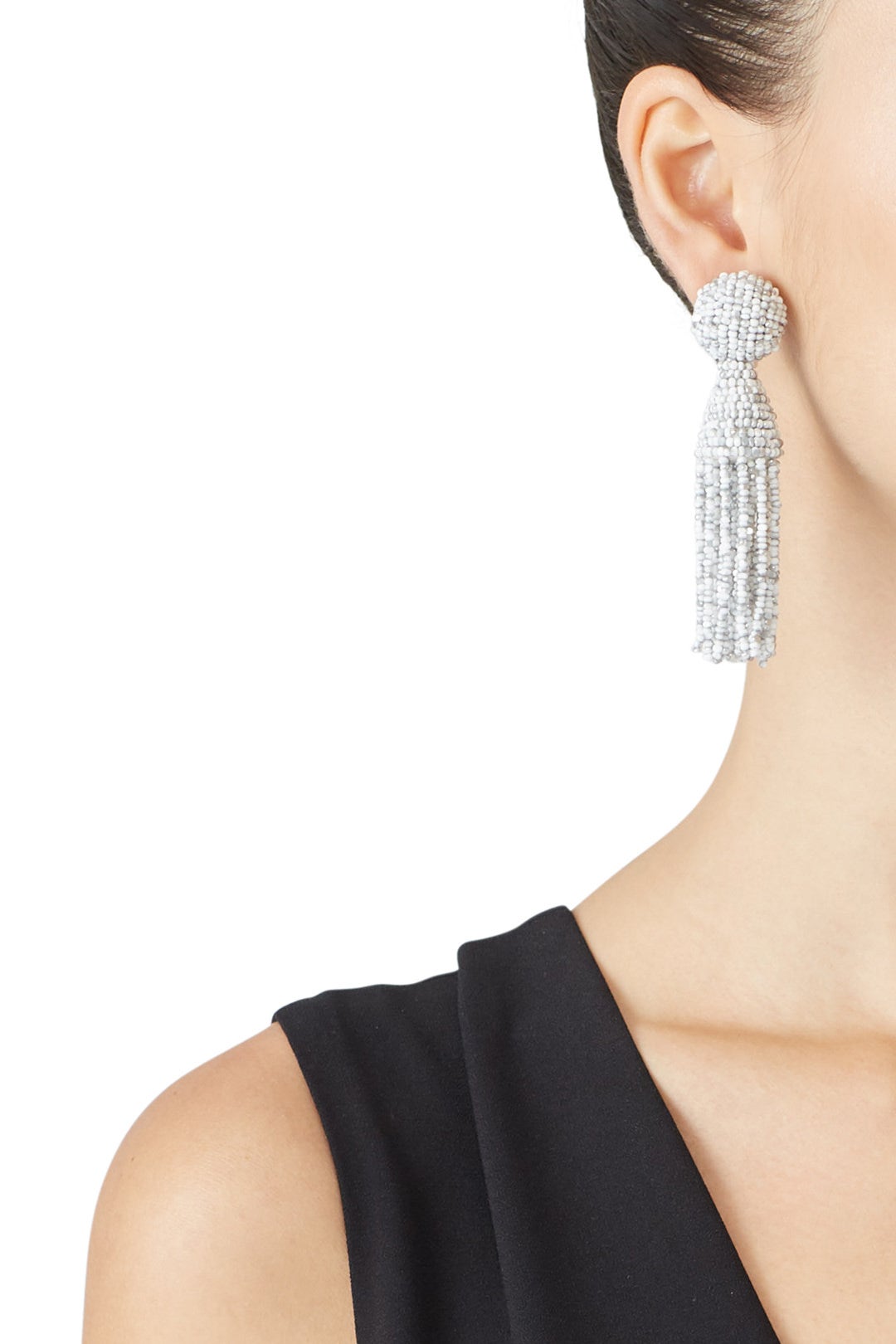 Silver Short Tassel Earrings by Oscar de la Renta 0