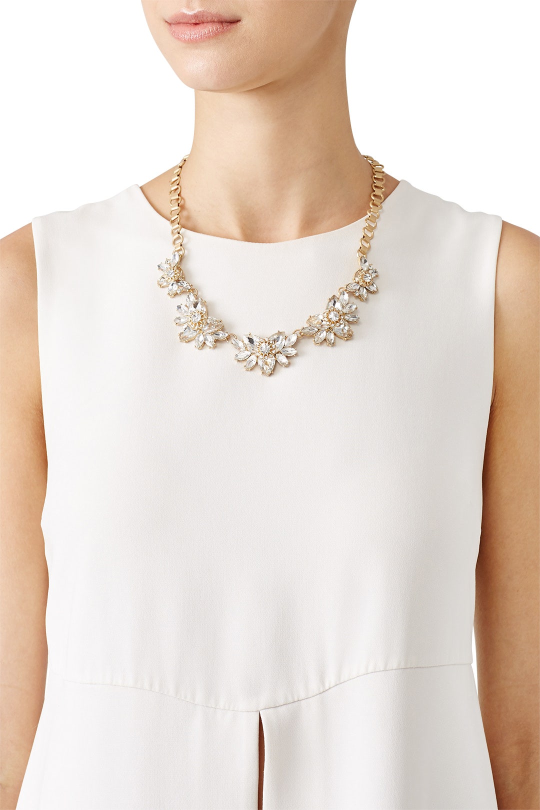 Gold Crystal Flower Necklace by Slate & Willow Accessories 2