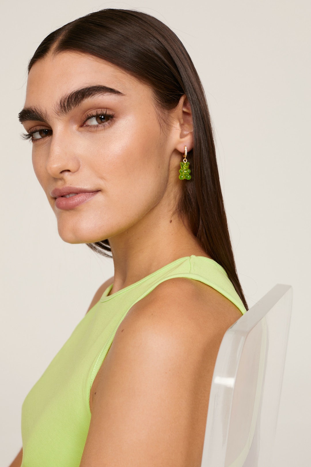 Green Nostalgia Bear Hoops by Crystal Haze Jewelry 0