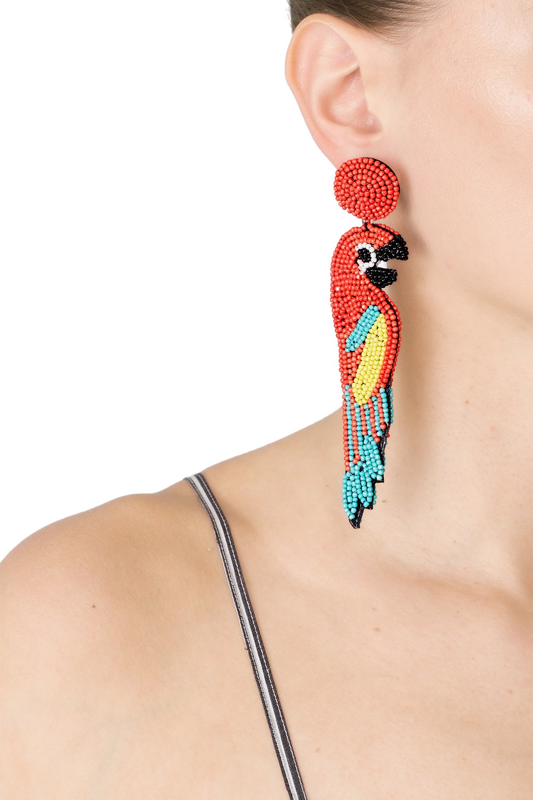 Beaded Parrot Earrings by Kenneth Jay Lane 0