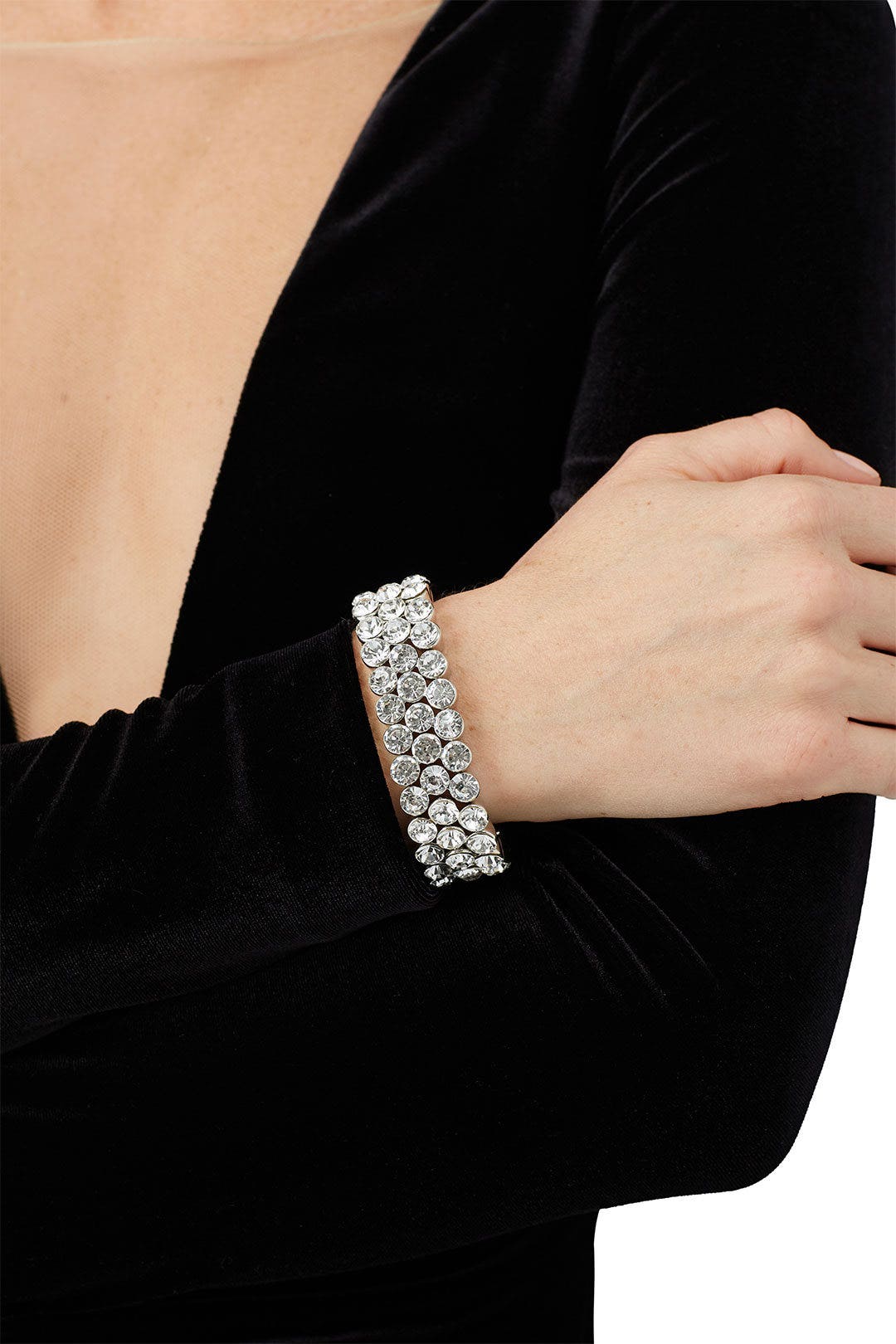 Three Row Crystal Stretch Bracelet by Slate & Willow Accessories 2