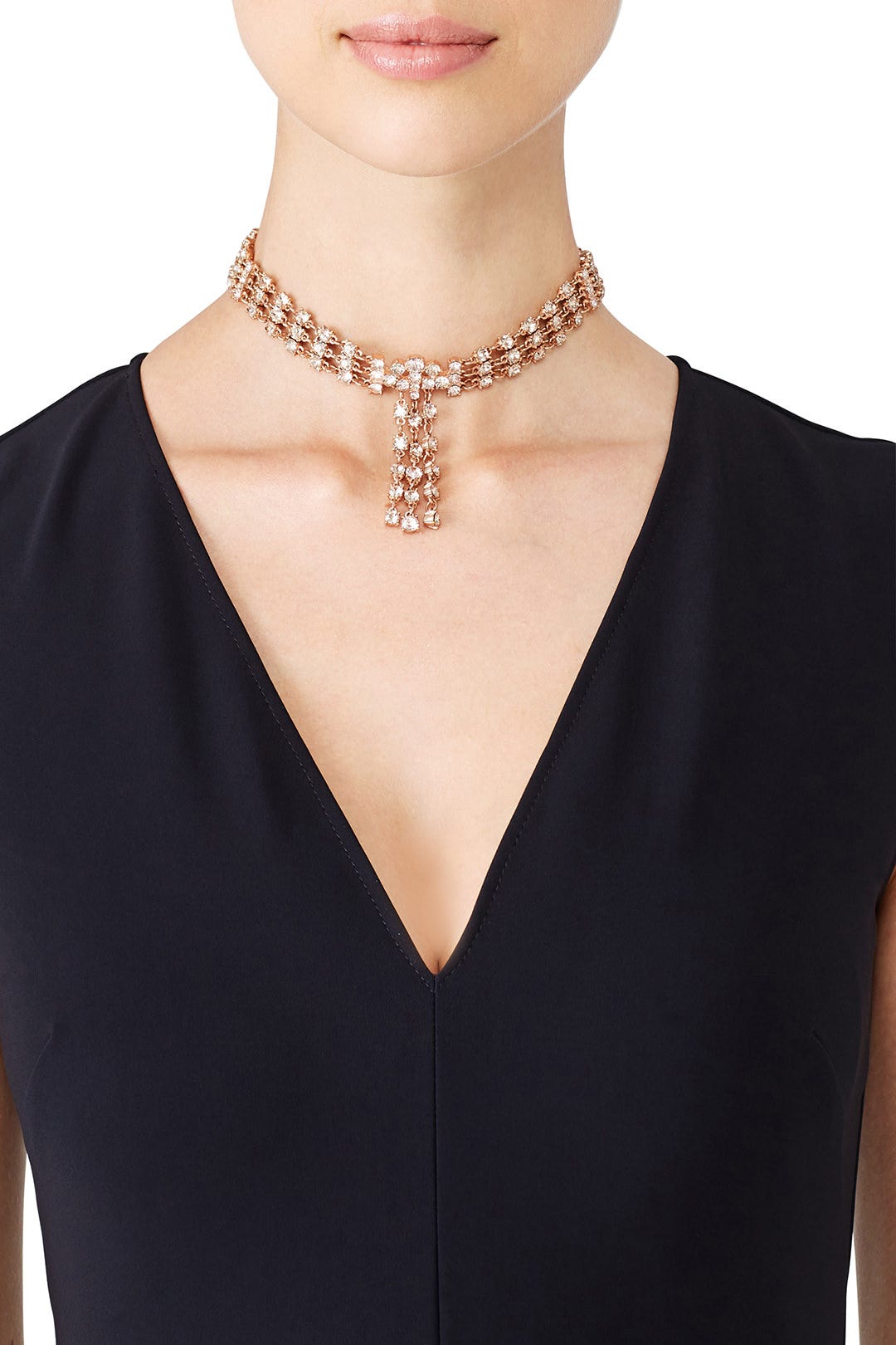 Gold Crystal Tassel Collar by Oscar de la Renta 0