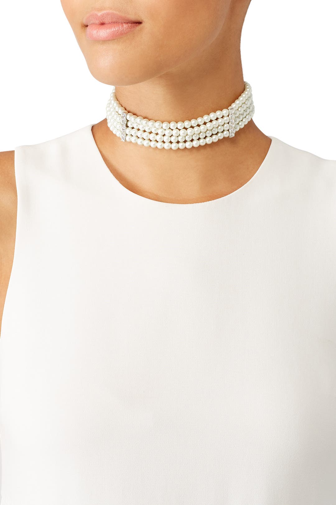 Crystal Edges Pearl Choker by Kenneth Jay Lane | Rent the Runway