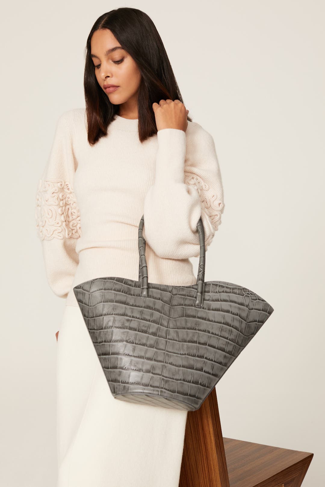 Tall Tulip Croc Embossed Tote by Liffner | Rent the Runway
