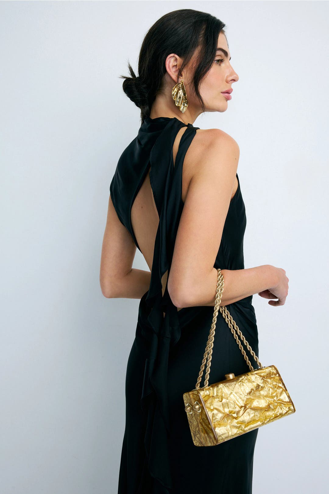 Hajar Crinkled Acrylic Chain Shoulder Bag by Cult Gaia Accessories