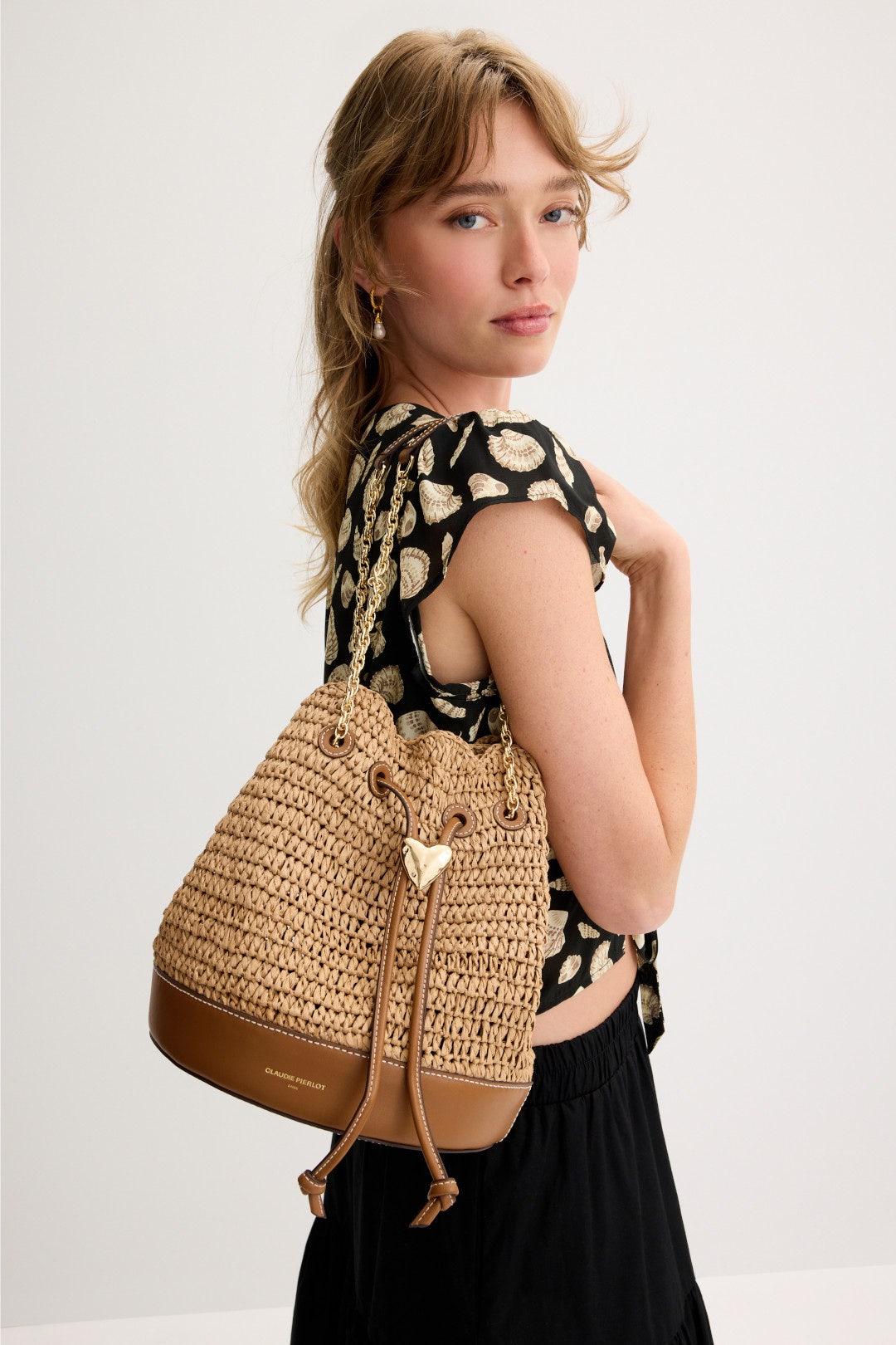 Woven Basket Bucket Bag