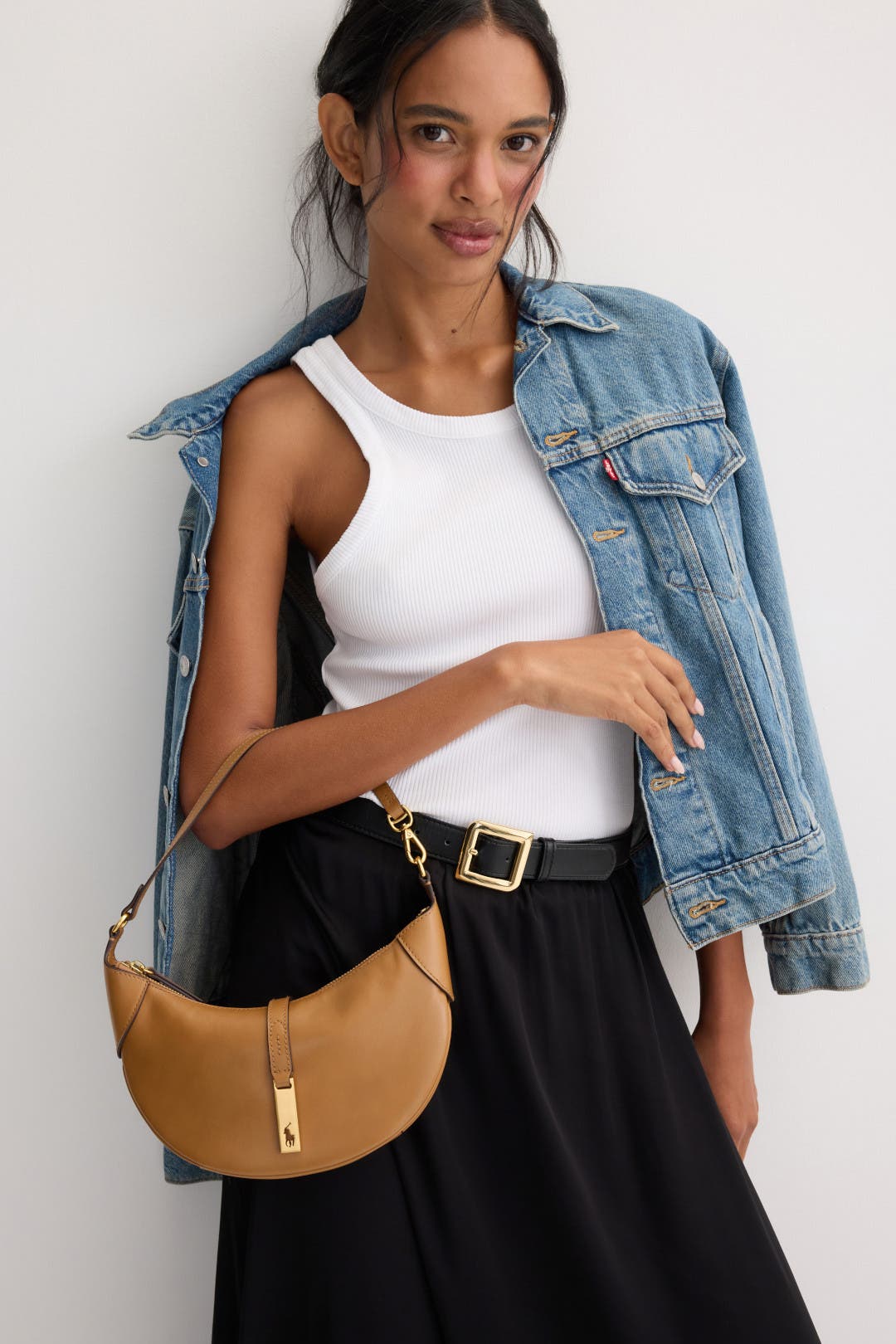 【レア】RALPH LAUREN ビッグポニー ミニボストン　ベージュ Polo Ralph Lauren Mini Polo ID Leather Saddle Bag | Nordstrom