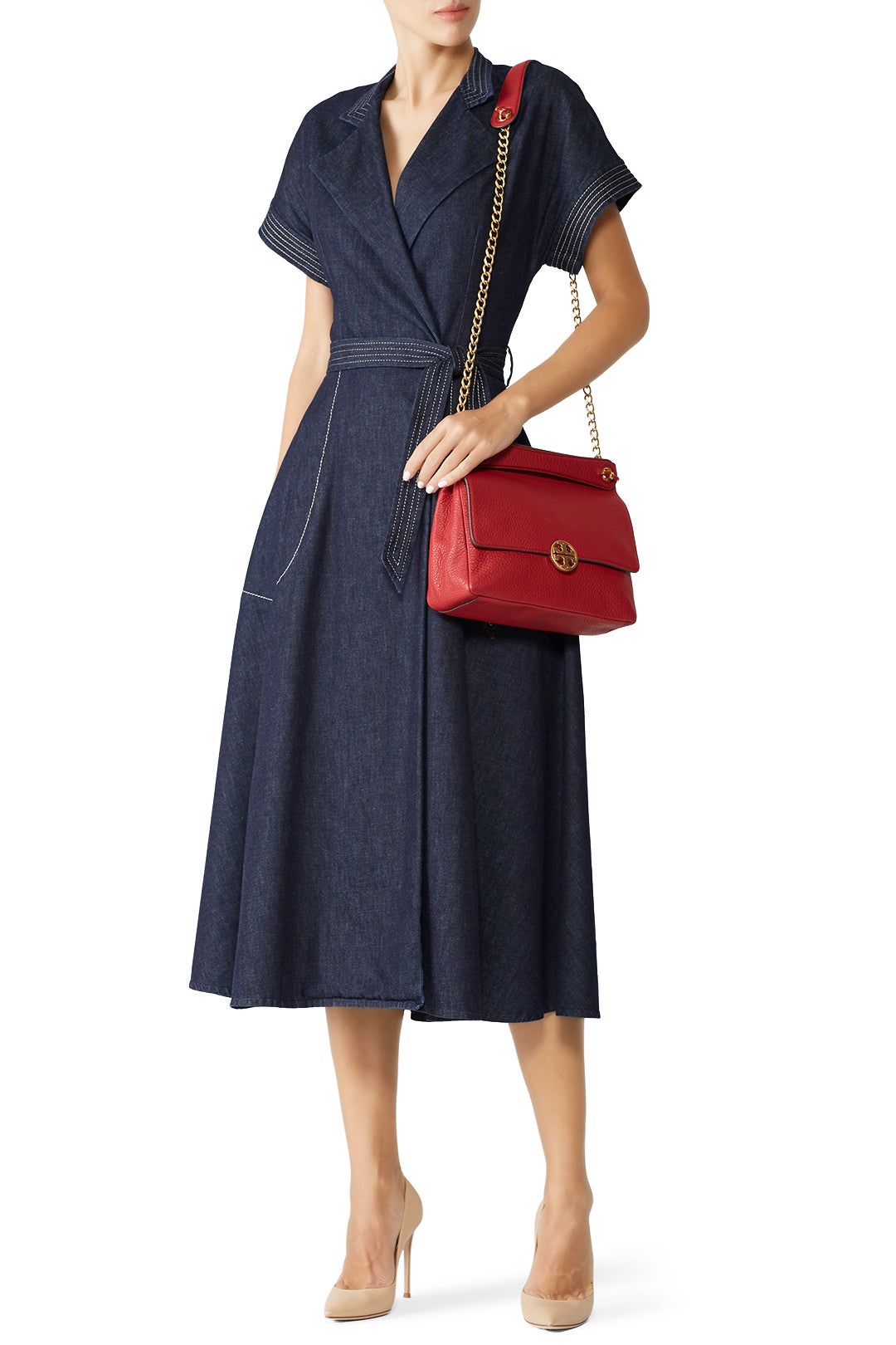 Red Chelsea Flap Shoulder Bag by Tory Burch Accessories 1