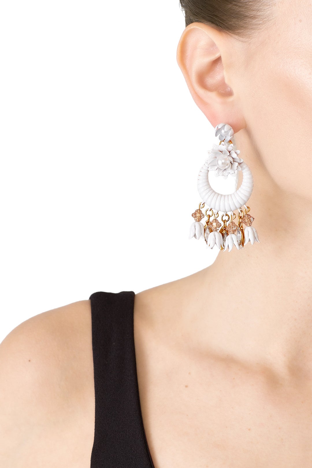 White Gibson Earrings by Elizabeth Cole 2