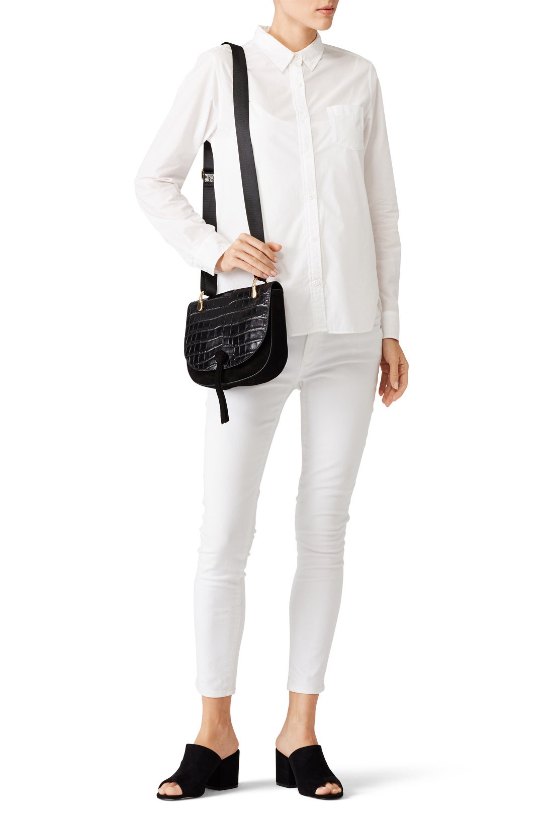 Black Croc Zoe Saddle Bag by Elizabeth and James Accessories 1