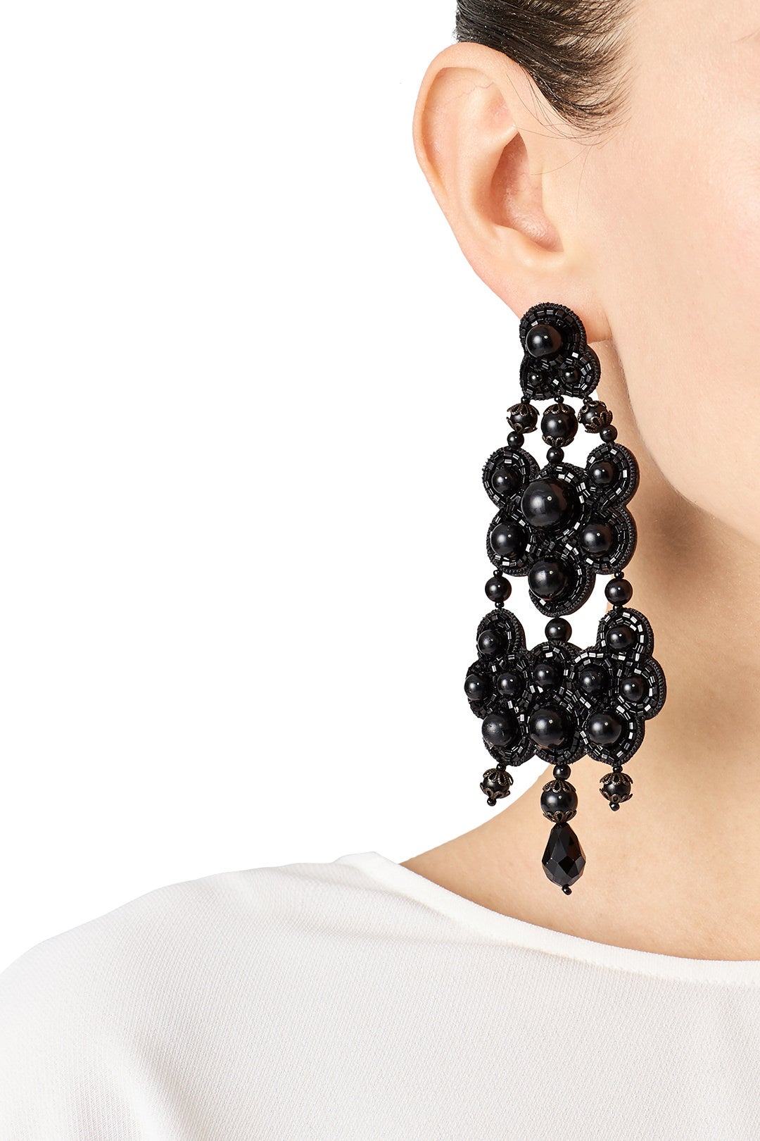Black Beaded Earrings by Tory Burch Accessories 1