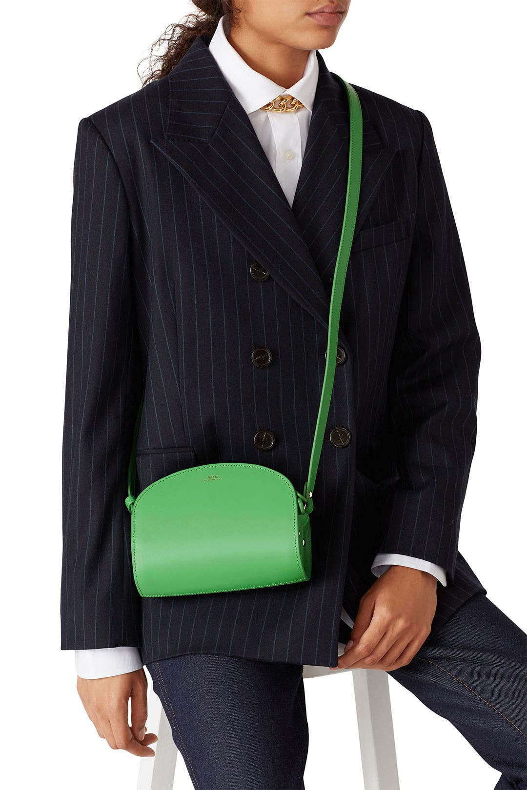 トートバッグ A.P.C. 'Demi Lune' Green Leather Crossbody Bag Green Demi Lune Mini Bag by A.P.C. Accessories | Rent the Runway