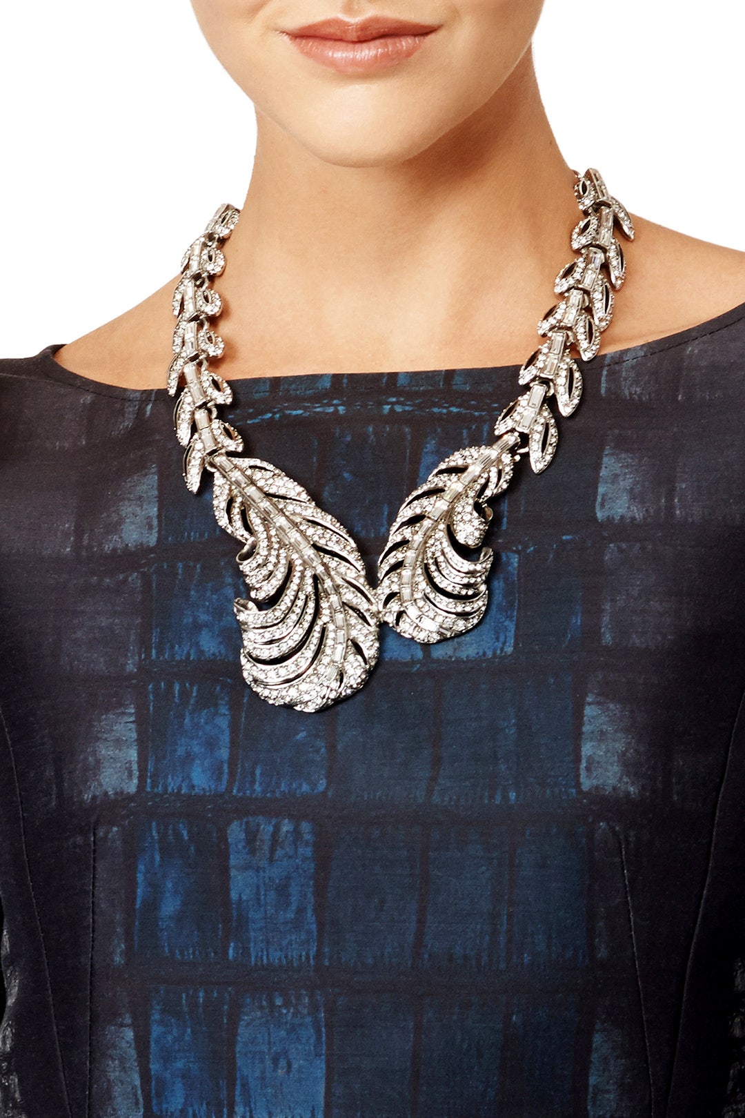 Crystal Feather Necklace by Oscar de la Renta 0