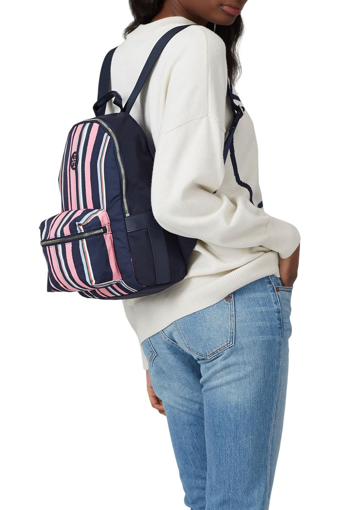 Tilda Striped Zip Backpack by Tory Burch Accessories 1